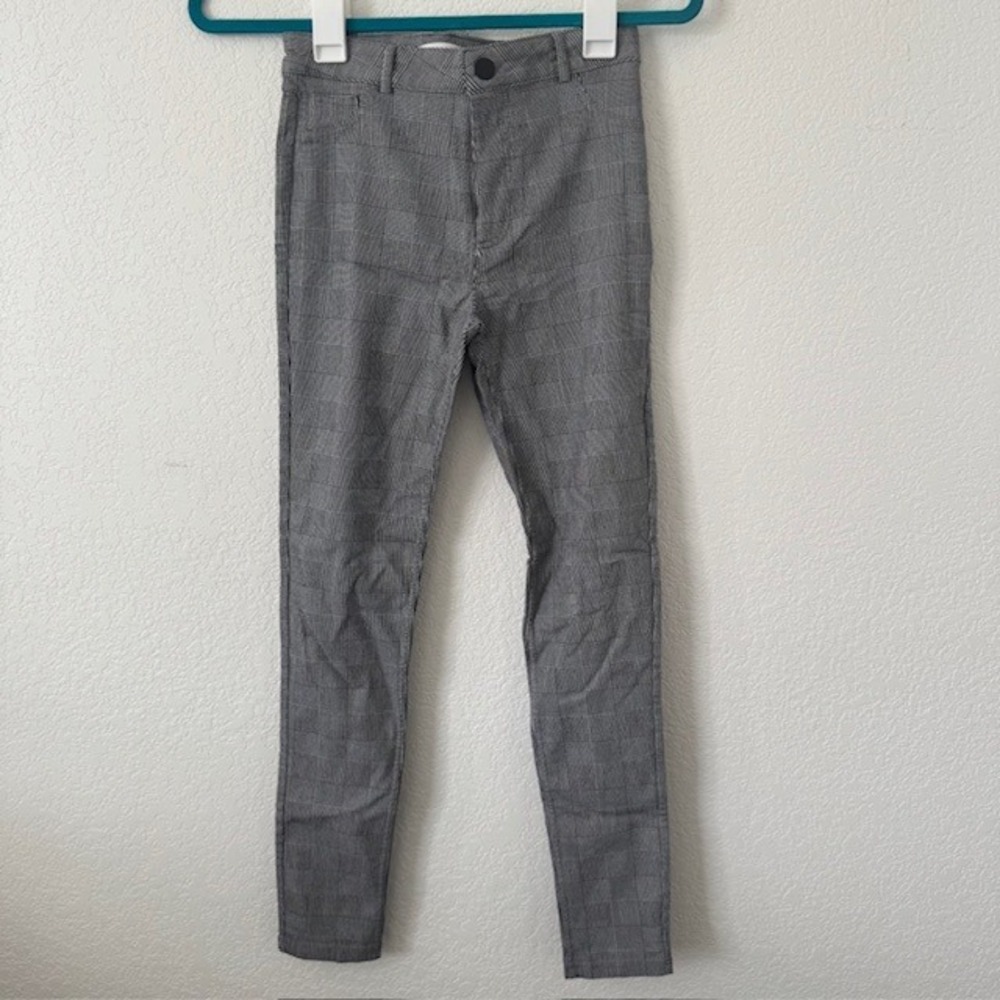 Active USA Plaid Skinny Pants Women's Size‎ S Gray Career Casual